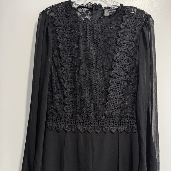 EMPRADA Black Lace Sheer Sleeve Jumpsuit – Size XL (New With Tags) - Picture 5 of 11